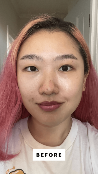Allure commerce editor Sarah Han before using the CosRx BHA Blackhead Power Liquid