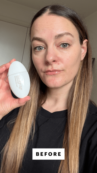 Panych before applying the Lisa Eldridge Seamless Skin Enhancing Tint